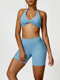 Norma Twisted Halter Neck Bra and Shorts Active Set (multiple color options)