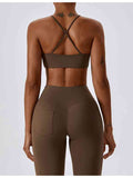 Ivy Crisscross Back Cropped Halter Neck Sports Bra (multiple color options)