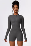 Zendaya Half Zip Long Sleeve Spandex Romper (multiple color options)