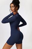 Zendaya Half Zip Long Sleeve Spandex Romper (multiple color options)