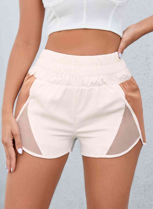 Sandy Color Block Wide Waistband Shorts