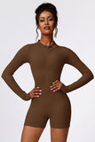 Zendaya Half Zip Long Sleeve Spandex Romper (multiple color options)