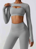 Daria Cropped Cutout Long Sleeve Sports Top (multiple color options)