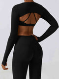 Daria Cropped Cutout Long Sleeve Sports Top (multiple color options)