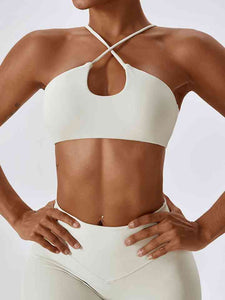 Ivy Crisscross Back Cropped Halter Neck Sports Bra (multiple color options)