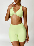 Norma Twisted Halter Neck Bra and Shorts Active Set (multiple color options)