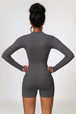 Zendaya Half Zip Long Sleeve Spandex Romper (multiple color options)