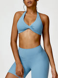 Yvonia Twisted Halter Neck Sports Bra ( multiple color options)