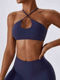 Ivy Crisscross Back Cropped Halter Neck Sports Bra (multiple color options)