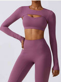 Daria Cropped Cutout Long Sleeve Sports Top (multiple color options)